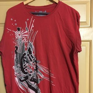 Red Anime Samurai Printed T Shirt